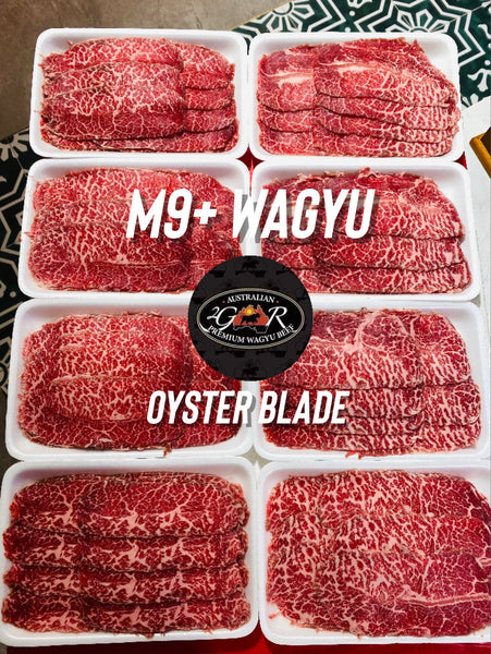 澳洲全血和牛2GR。M9+。oyster blade (三筋肉)
(切扒, 一磅三件)